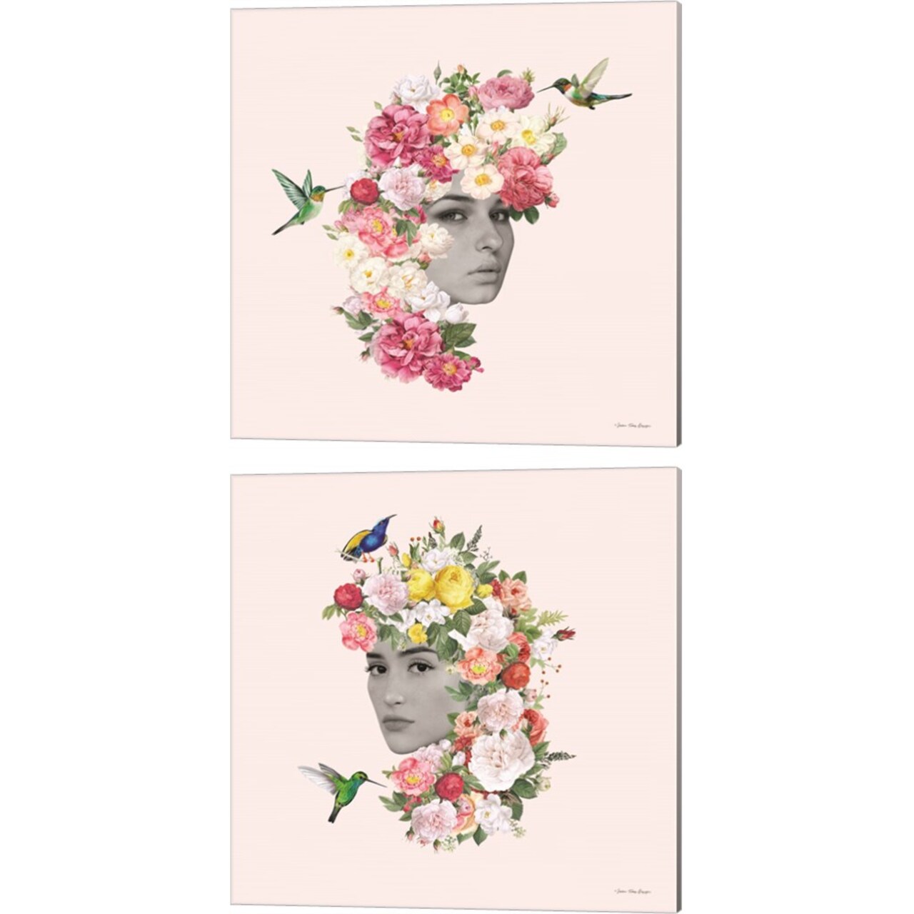Flower Girl by Seven Trees Design 14" x 14" Canvas Wall Art (Set of 2)